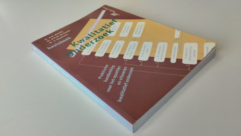 Tweedehands boek: Basisboek kwalitatief onderzoek van auteur D. Ben Baarda, Martijn P. M. de Goede, Joop Teunissen - In goede staat. Nederlandstalige paperback. Lichte gebruikssporen aan kaft en randen, boekblok netjes en goed leesbaar. Vlekje op de snede.
