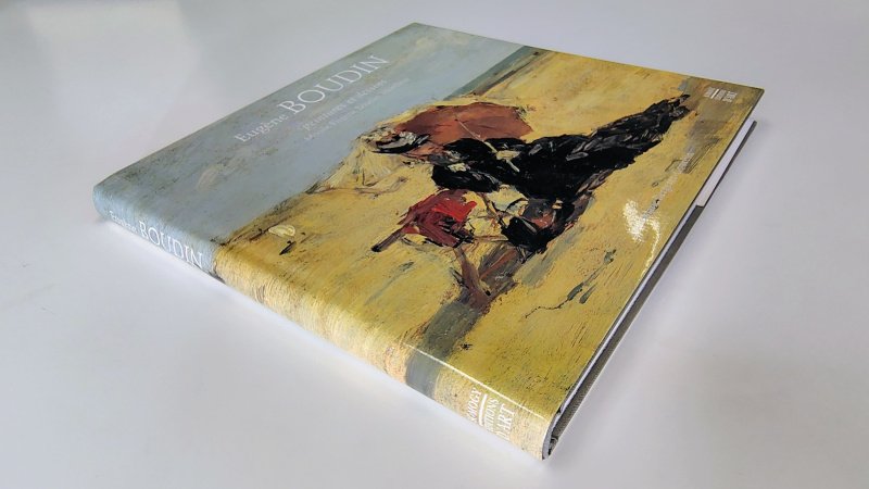 Tweedehands boek: Eugène Boudin: Peintures et Dessins van auteur samengesteld door Anne-Marie Bergeret-Gourbin - Franstalige hardcover met stofomslag. Oogt aan de buitenkant als nieuw. Binnenin ex-libris reliëf stempel en hele lichte verkleuring van de witte bladzijdes.