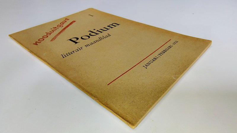 Tweedehands boek: Podium - Literair Maandblad - Jan/Feb 1952 - Jaargang 8 Nr 1 - Nooduitgave van auteur redacteur Gerrit Borgers - Paperback met verkleurde kaft. Slijtage rug, voorblad bij de rug 6cm ingescheurd. Kleine inscheuring voor en achterkant kaft. Binnenwerk onbeschreven en netjes.