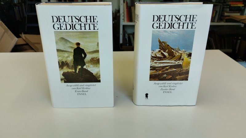 Tweedehands boek: Deutsche Gedichte van auteur Karl Krolow - In goede staat. Duitstalige hardcovers met stofomslag. Complete tweedelige uitgave. De stofomslagen vertonen lichte gebruikssporen; op het stofomslag van deel 2 bevindt zich een kleine beschadiging.
