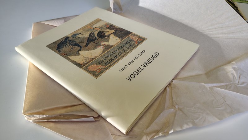 Tweedehands boek: Vogelvreugd van auteur Theo van Hoytema - Hardcover met stofomslag in beschermpapier, als nieuw!