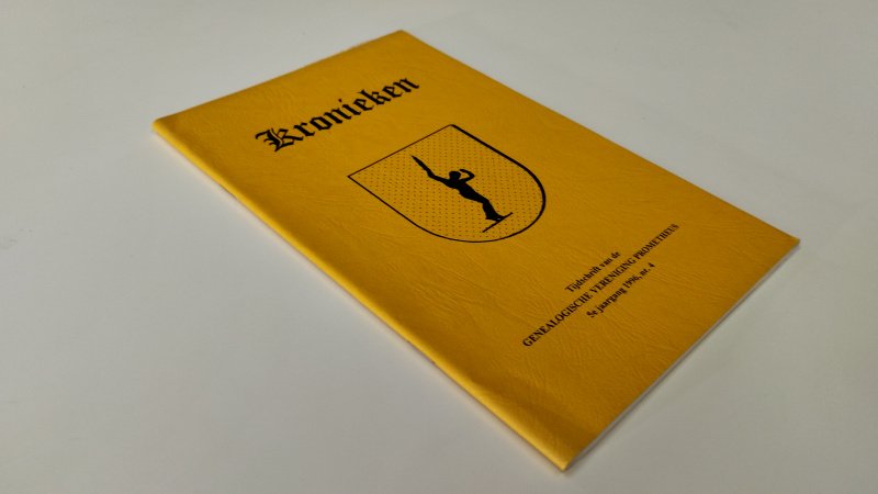 Tweedehands boek: Kronieken – Tijdschrift van de Genealogische Vereniging Prometheus – 5e jaargang 1996, nr. 3 van auteur Diverse auteurs - In goede staat. Geniete softcover met lichte gebruikssporen aan de kaft. Pagina's netjes, onbeschreven en stevig in het boekwerk