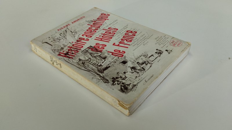 Tweedehands boek: Histoire anecdotique des Hôtels de France van auteur Pierre Andrieu - In redelijke staat. Antiquarische Franstalige softcover met flappen. Scheeft ruggetje  en gebruikssporen aan de kaft. pagina's zijn gesneden, onbeschreven, netjes en stevig in de binding